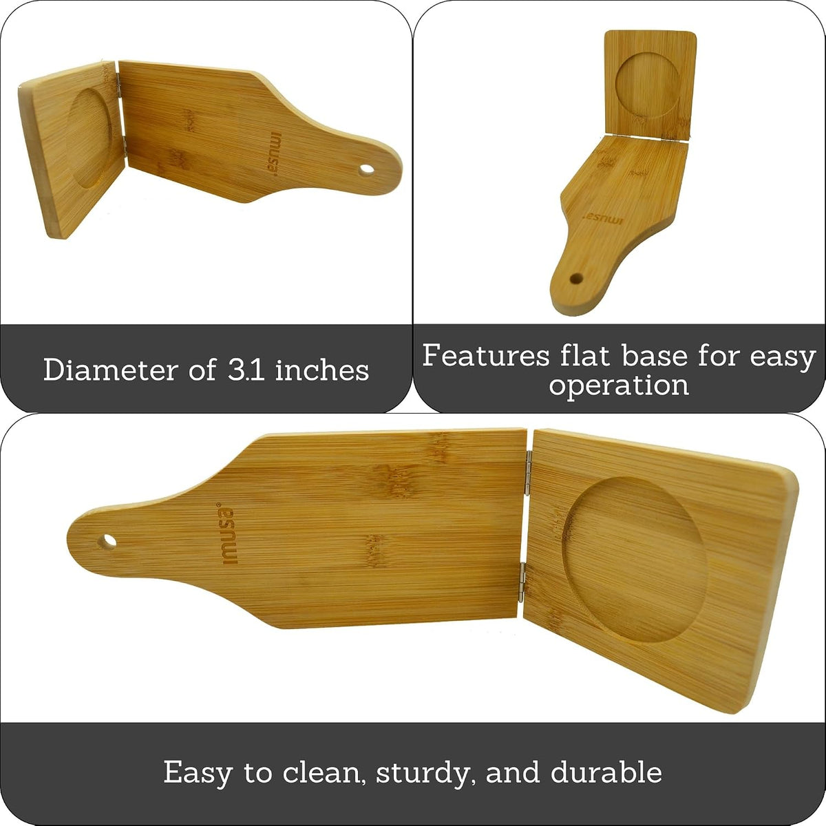 IMUSA Bamboo Tostonera & Plantain Press, Large