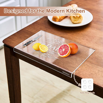 Acrylic Cutting Board with Counter Lip, Clear Cutting Boards for Countertop Protector, Cutting Board for Kitchen Counter, Non-Slip Dough Mat, Kitchen Decor Gadgets House Warming Gifts(24"x18")