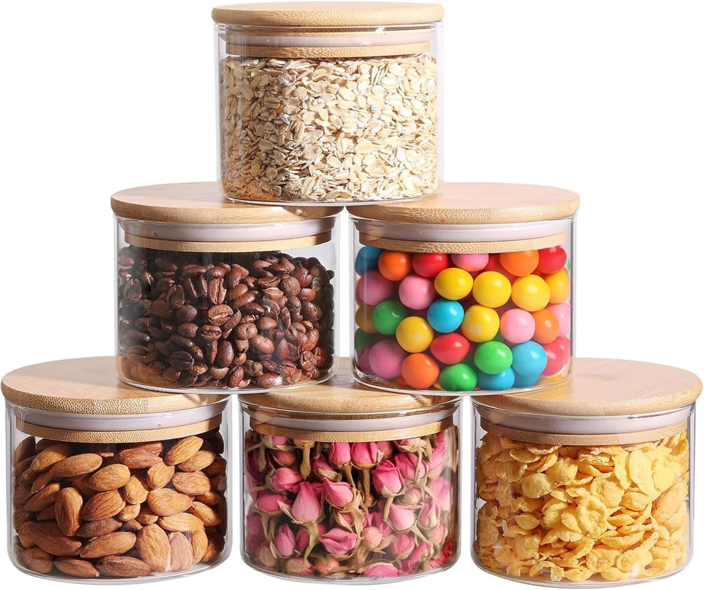 ComSaf 2Pcs Large Glass Storage Containers with Lids 4Qt, 1 Gallon Wide Mouth Flour Sugar Storage Containers, Large Capacity and Sealed for Rice, Cereal, Oat, Easy Clean and Scoop, Pantry Organization