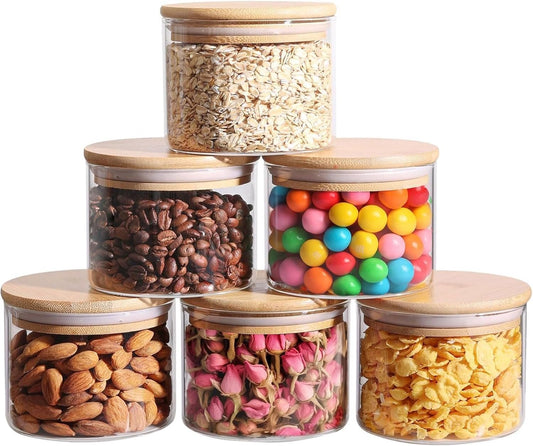 ComSaf 2Pcs Large Glass Storage Containers with Lids 4Qt, 1 Gallon Wide Mouth Flour Sugar Storage Containers, Large Capacity and Sealed for Rice, Cereal, Oat, Easy Clean and Scoop, Pantry Organization