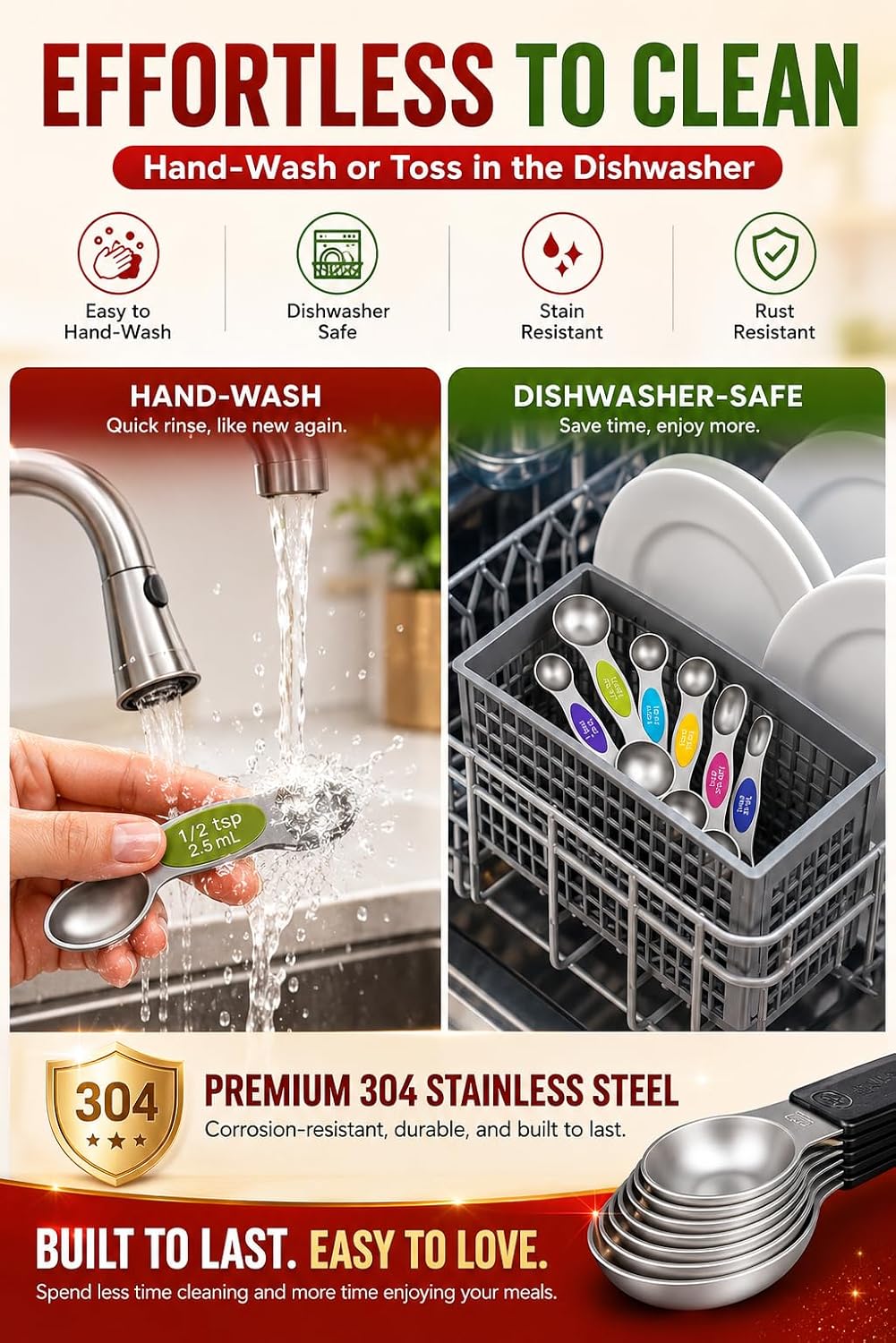 Magnetic Measuring Cups and Spoons Set304 Stainless Steel Dual Scale Set of 15, Strong N52 Magnetic Nesting Design with Leveler, for Dry&Liquid Ingredients, Dishwasher Safe(Colorful)