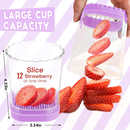 Creative Strawberry Slicer, Detachable Cutter with Push Plate (Purple)