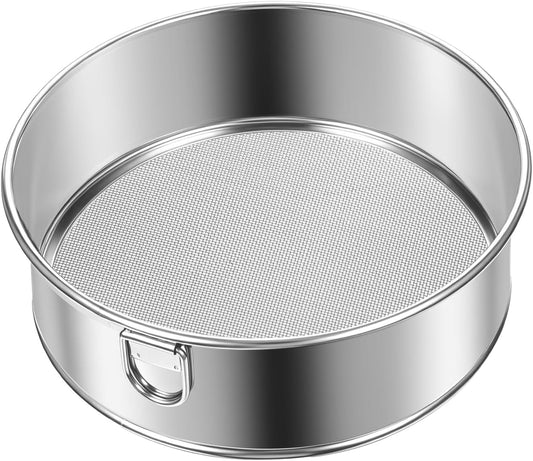 Flour Sifter Stainless Steel Round, Fine Mesh Strainers 6 Inch 60 Mesh Flour Sifter for Baking Sieve Fine Meshs Stainless Steel for Bake Decorate Pies, Pastries