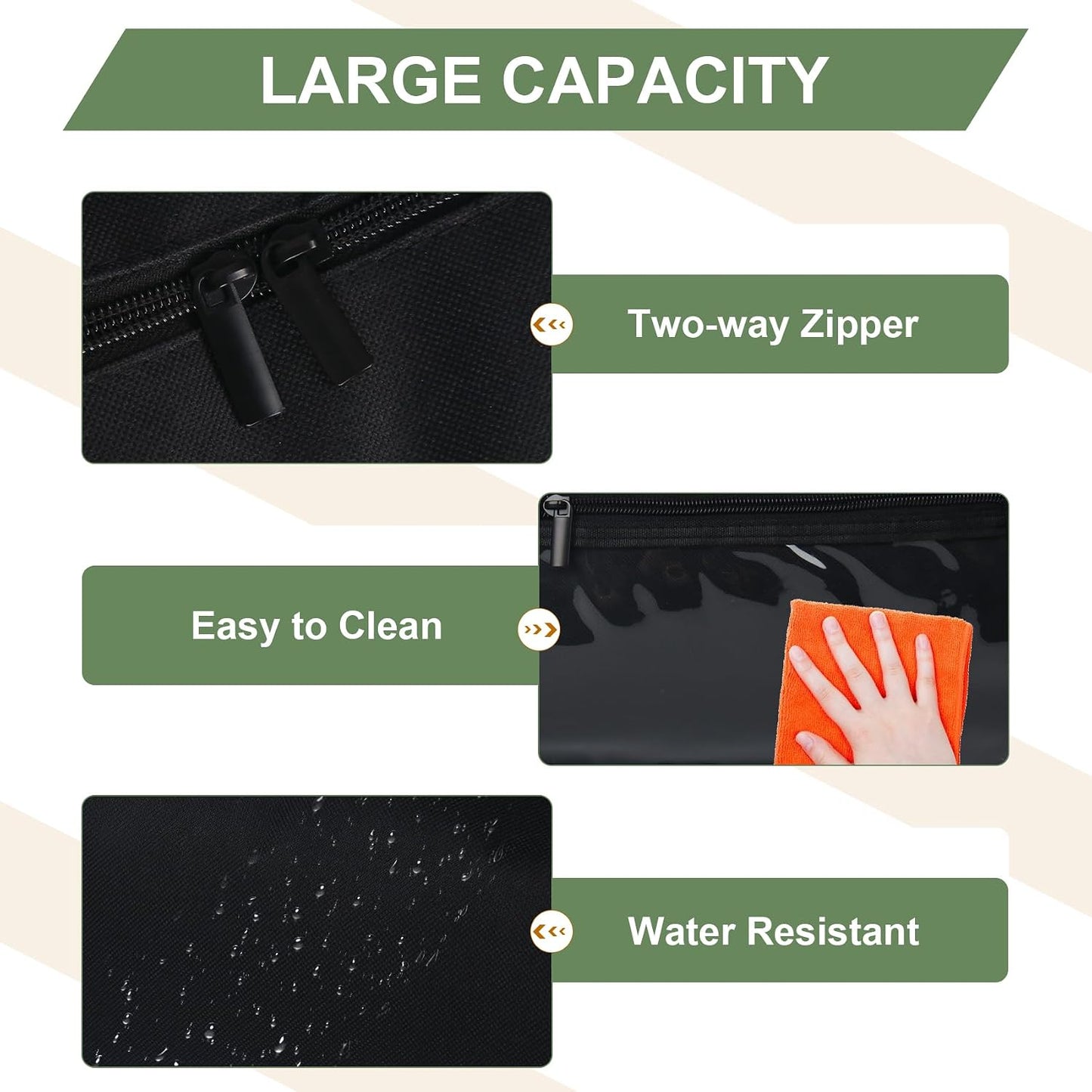 24" Grill Tool Storage Bag, Canvas, Black, Unisex, Classic Style, 60x24x24 cm/24 * 9.4 * 9.4 inches, Zipper Closure, Hand Strap, Perfect for Outdoor Grilling, Camping, Hiking