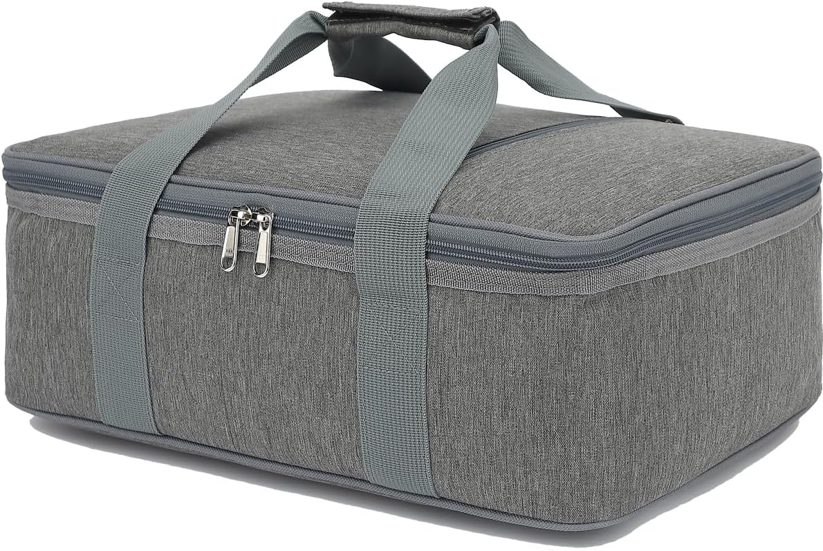 GYEUKHAM Insulated Casserole Carrier Bag - Large Portable Hot and Cold Food Storage Tote with Handles Thermal Bag for Parties, Picnics, Camping, Travel,Fits 9"x13" Baking Dish,Grey