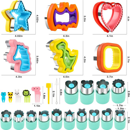 32PCS Sandwich Cutter and Sealer Set Sandwich Cutter for Kids, Vegetable Fruit Cutter Shapes with Food Picks for Kids School Lunch Bento Box Accessories Cookie Cutters