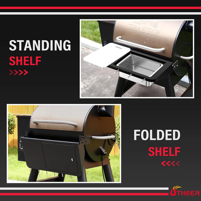 Upgraded Grill Table for Weber Kettle 22"/18"/26", Master Touch 22", Smokey Mountain, Recteq Pellet Grill RT-B380, Prep Station with Cutting Board, Basin, 4 Hooks, Shelf for Weber Kettle Accessories