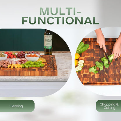 Solid Acacia Wood 20"x15" Large Cutting Board Butcher Block