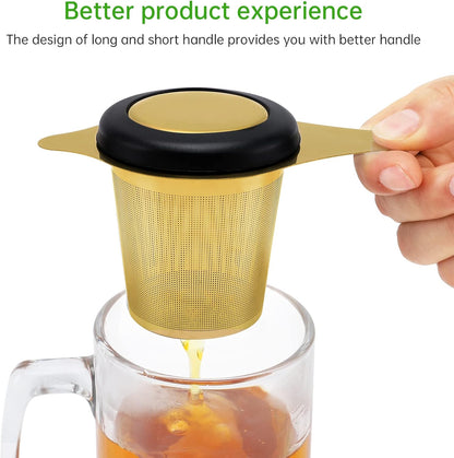Tea Infuser Basket Stainless Steel Tea Strainer Tea Filter With Small Strainer And Lid Tea Diffuser For Loose Leaf Tea Superior Brewing Experience (One pack silver)