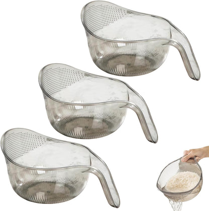 2027 New Aesthetic Multifunctional Rice Strainer with Handle (Gray+Green)