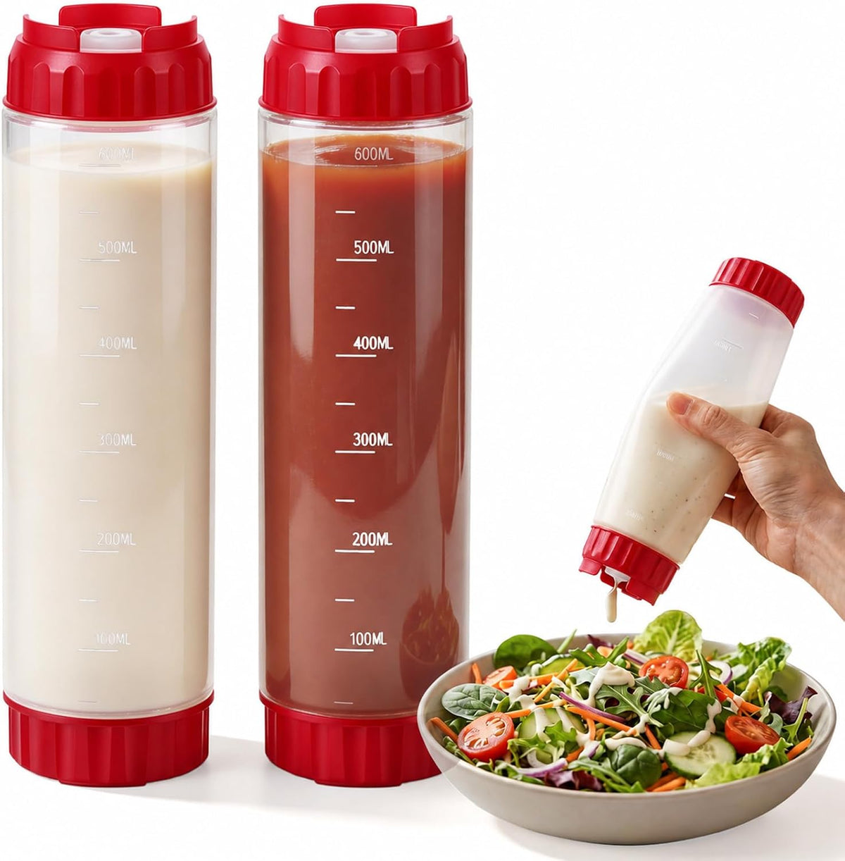 2 Pcs 16 oz Inverted Squeeze Bottles, Valve Condiment Dispenser (Black)
