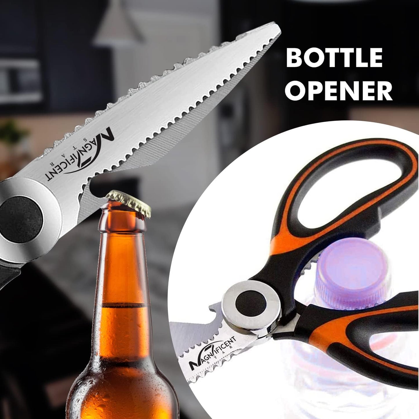 Magnificent Kitchen Scissors Heavy Duty - Multi-Purpose Kitchen Shears for Meat, Poultry, Food - Stainless Steel Cooking Scissors - Dishwasher Safe Culinary Shears