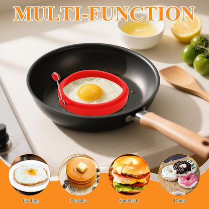 6 PCS Egg Ring, Silicone Egg Rings for Frying Eggs, Non-stick Mold for Griddle, for Making Fried Eggs or Pancakes