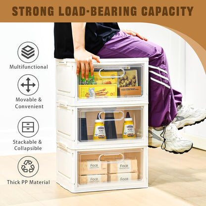 Freebat 6 Pack Closet Organizers and Storage,Clear Stackable Plastic Storage Bins with Lids Magnetic Doors,Clothes Organizers and Storage,Plastic Craft Containers for Wardrobe Kitchen Bathroom Office