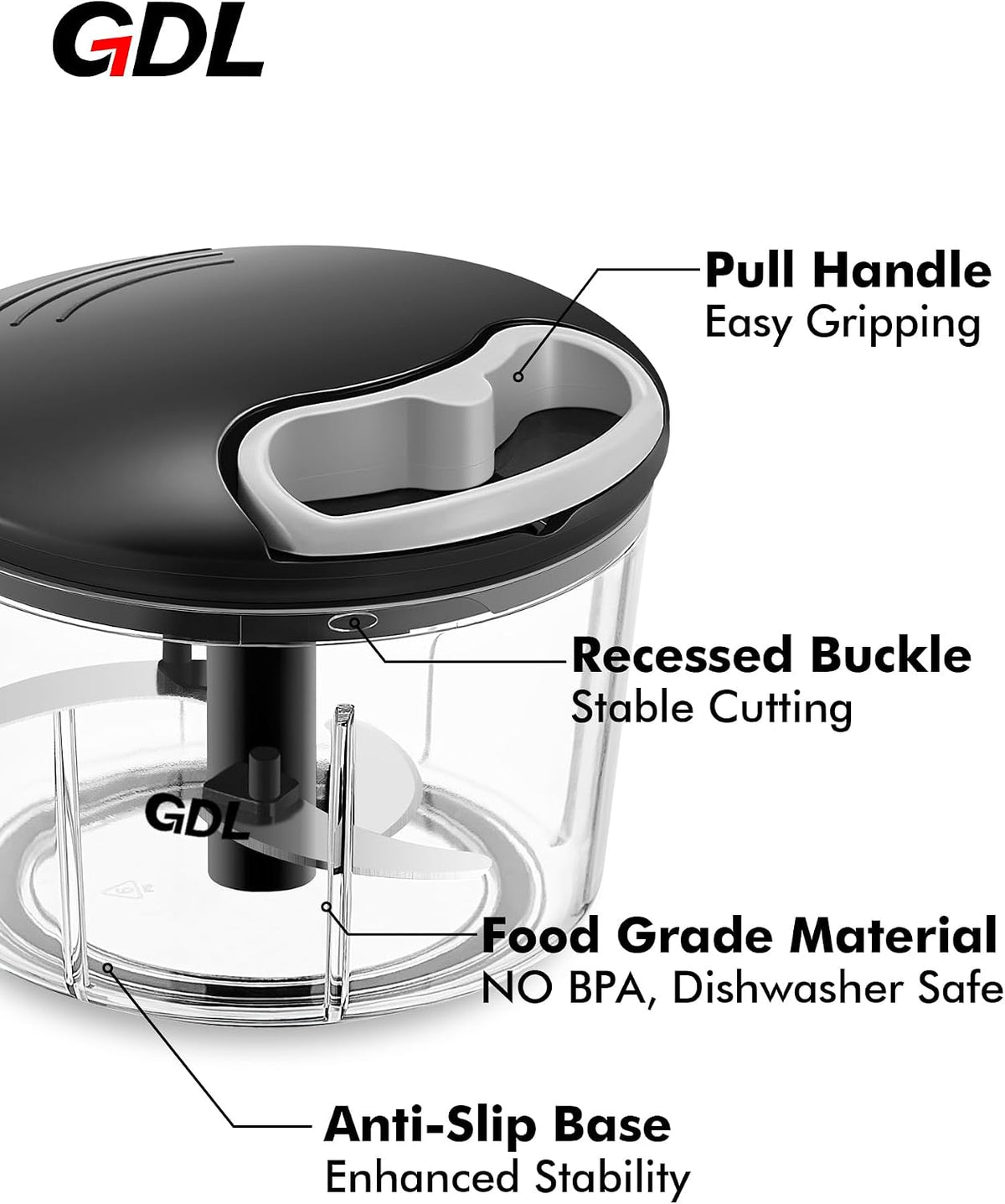 GDL Food Chopper, Vegetable Chopper, Pull String Onion Chopper Dicer, 800ML