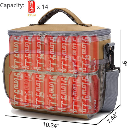 FlowFly Insulated Reusable Lunch Bag Adult Large Lunch Box for Women and Men with Adjustable Shoulder Strap,Front Zipper Pocket and Dual Large Mesh Side Pockets,Cherry - Colors A