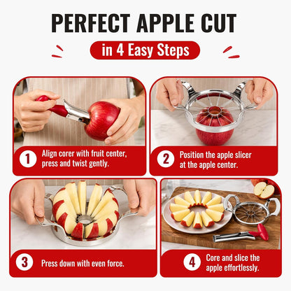 YYP Heavy Duty 8-Blade Apple Slicer, Extra Large Stainless Steel Apple Cutter & Corer, Sharp, Easy to Use, Dishwasher Safe for Apples & Fruits