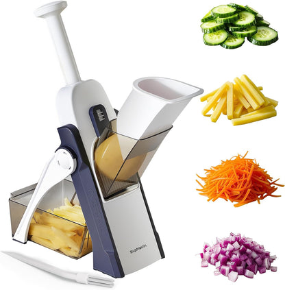 SUPMAKIN Safe Mandoline Slicer, Adjustable Vegetable Food Slicer and Chopper, Potato Fries Fry Cutter, Veggie Salad Chopper, New Kitchen Chopping Artifact Gifts 2026 (SliverGray)