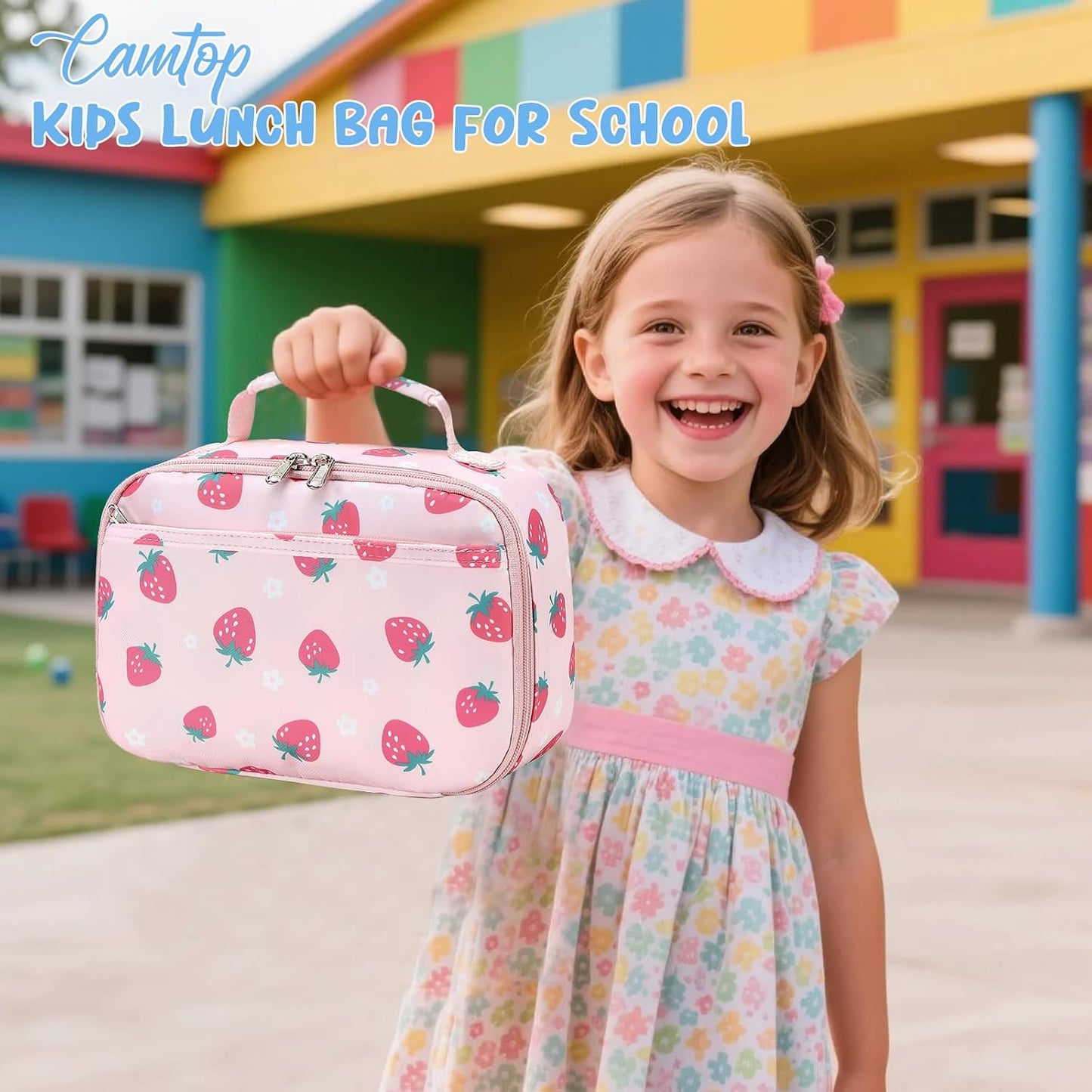 CAMTOP Kids Lunch Box Boys Girls Insulated Lunch Cooler Bag Reusable Lunch Tote Kit for School Travel (094 Tie Dye)