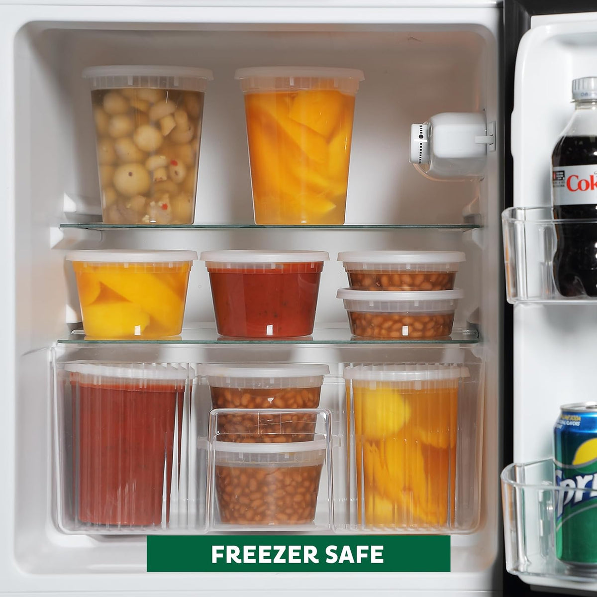 Freshware Food Storage Containers with Lids [60 Pack 8, 16, 32 oz, 20 sets each size] Plastic Deli Containers, Meal Prep Containers, Microwave and Freezer Safe, Stackable, Leakproof, BPA Free, Clear