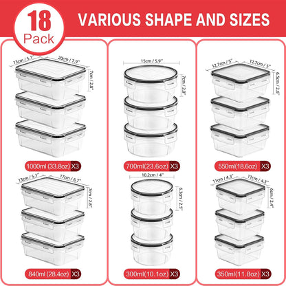 Skroam 72 piece Food Storage Containers Set with Airtight Lids (36 Containers & 36 Lids), Plastic Leak-Proof Kitchen Storage Containers for Pantry Organizers and storage - Meal Prep, Lunch Containers