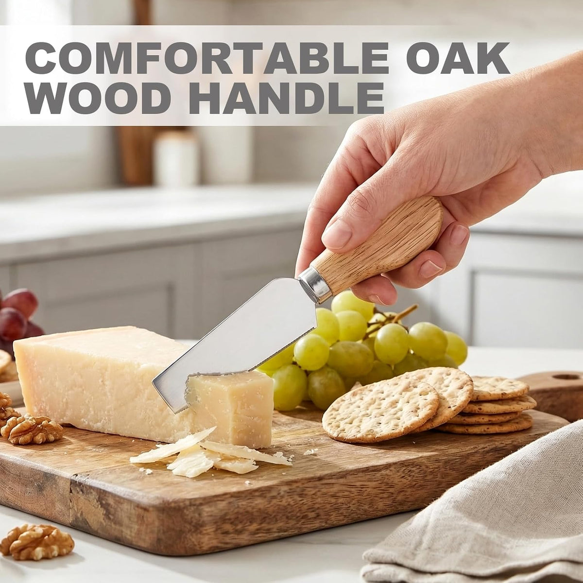 Cheese Knives Set with Wood Handle, Premium 4 PCS Mini Cheese Knife