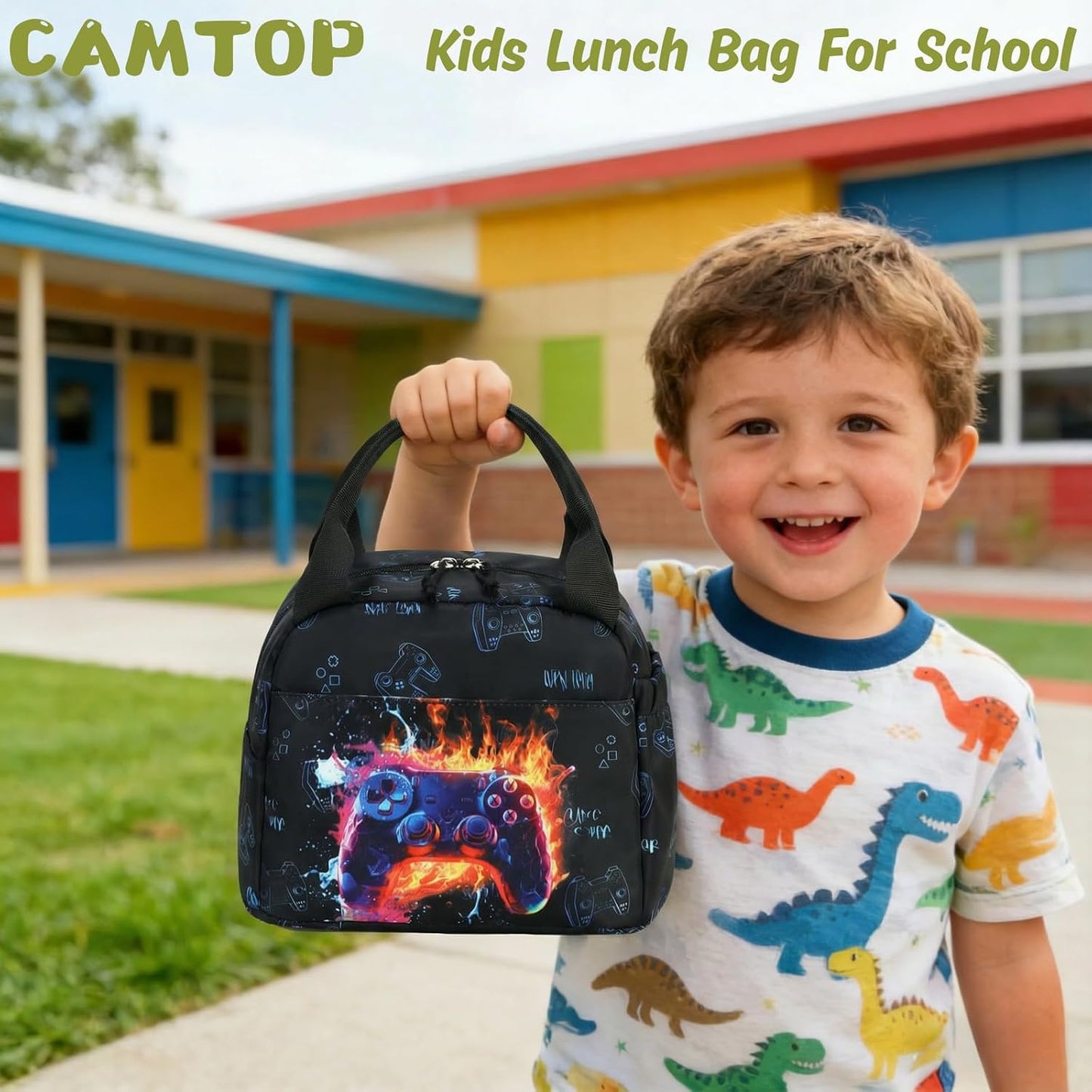 CAMTOP kids lunch bag Cute Insulated lunch box for Boys & Girls Leakproof loncheras for school