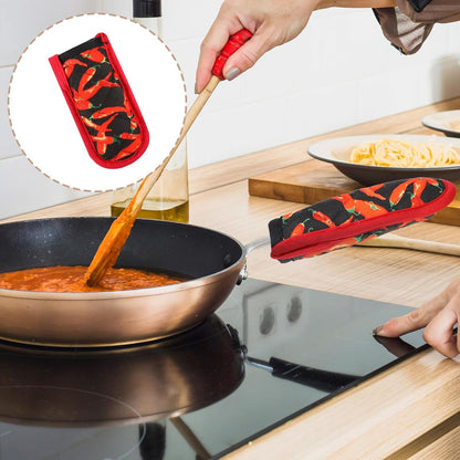 4 Pieces Hot Handle Covers Heat Resistant Pot Sleeve Grip Cotton Cast Iron Skillet Handle Covers Non-Slip Machine Washable Handle Mitts for Baking Cooking BBQ Kitchen Cookwares