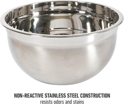 Calphalon Mixing Bowl Set, Stainless Steel Mixing Bowls With Lids, 3-Piece Stainless Steel Mixing Bowls with Glass Lids & Non-Slip Silicone Base, Prep and Storage Bowls Dishwasher Safe