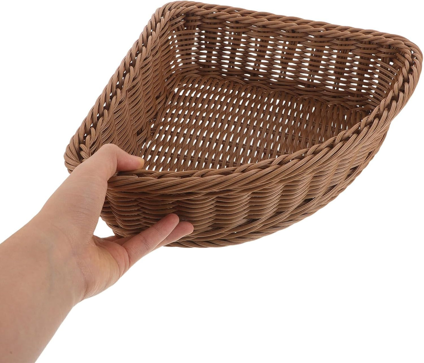 Garneck 2pcs Corner Storage Basket Set: Triangle Shelf Basket Stackable Wardrobe Organizer for Cabinet Closet Kitchen Pantry Bathroom Makeup Sundries Fruit Coffee Woven Tray