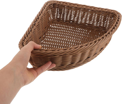 Garneck 2pcs Corner Storage Basket Set: Triangle Shelf Basket Stackable Wardrobe Organizer for Cabinet Closet Kitchen Pantry Bathroom Makeup Sundries Fruit Coffee Woven Tray