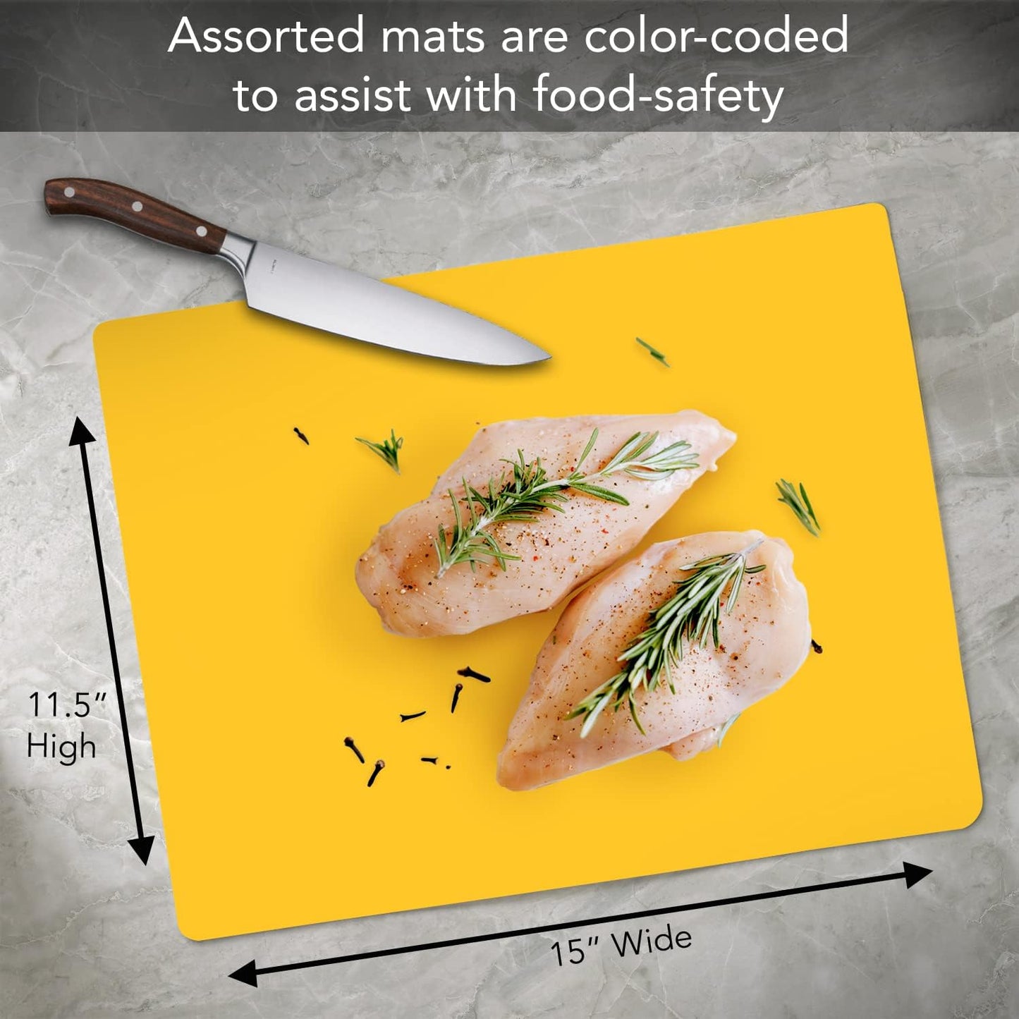 Cut N' Funnel Multi-Color Flexible Plastic Cutting Board Mats 4 Pack Made in the USA Colored Coded, BPA Free, 11.5” x 15”