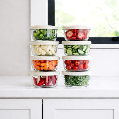 6-Piece Glass Food Storage Containers Set (3 Containers + 3 BPA-Free Lids) | 2-Cup, Leakproof | Microwave, Freezer, Oven & Dishwasher Safe | Ideal for Meal Prep & Pantry Organization, Pistachio