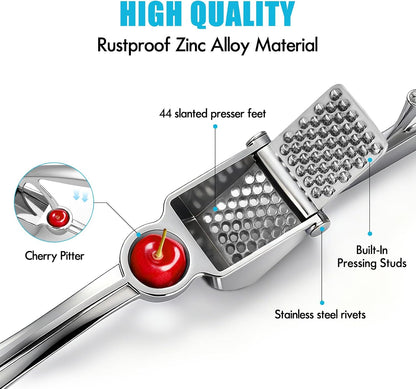 Garlic Press, Rust Resistant Garlic Crusher and Mincer, Solid Metal