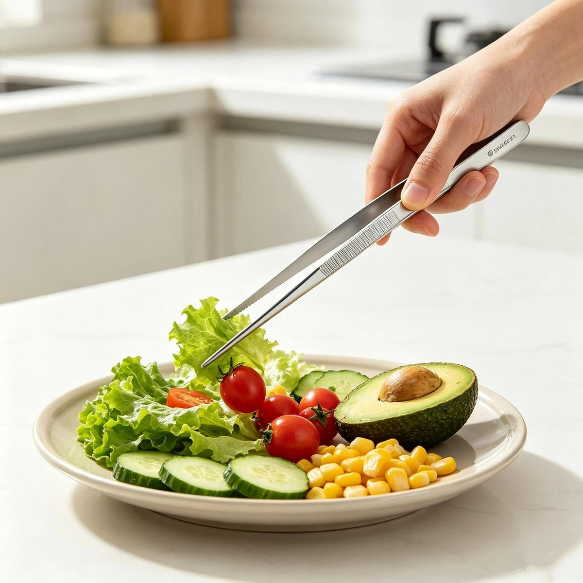 Homestia 12 Inch Kitchen Tweezers, Gold Fine Tweezers Tongs for Food, BBQ