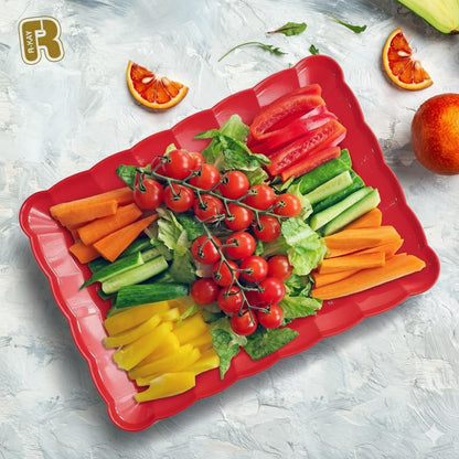 6 Pack Clear Plastic Serving Trays for Party, 9 x 13 Inch - Heavy Duty Plastic Trays for Food - Rectangular Party Serving Trays and Platters - Clear Disposable Trays