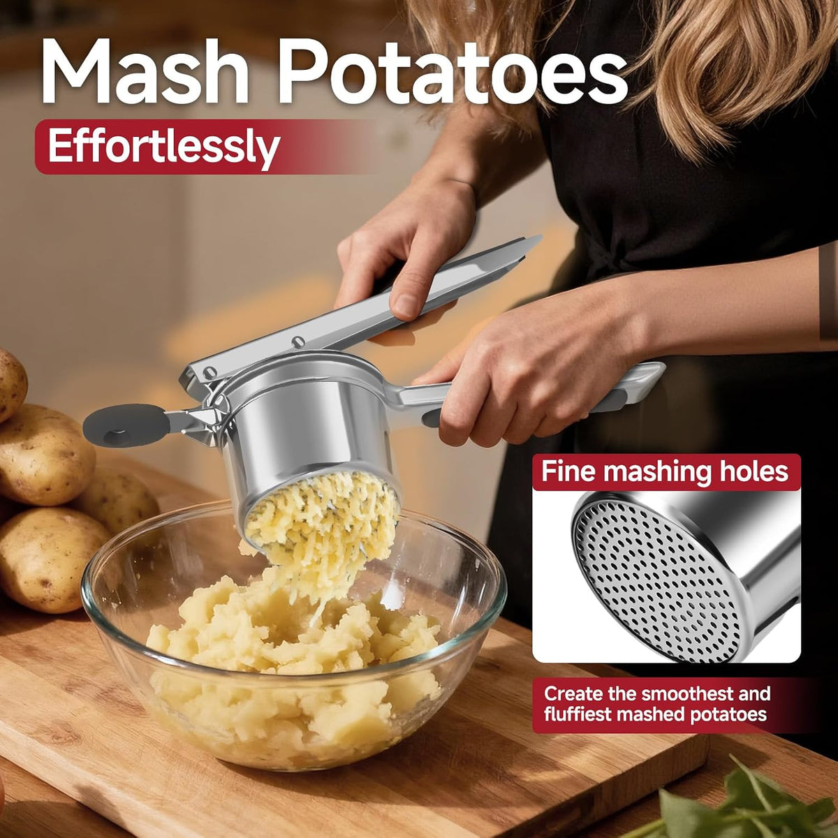 Potato Ricer for Mashed Potatoes-Stainless Steel 15oz