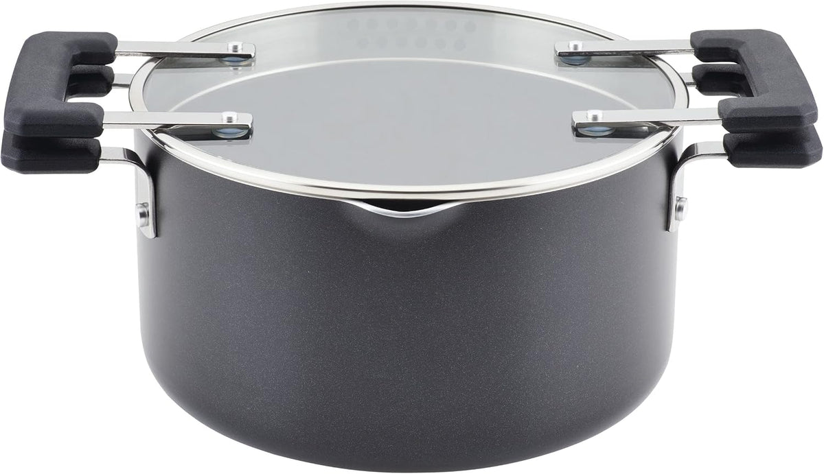 Farberware Cookstart DiamondMax Nonstick Straining Saucepan, 3-Quart, Black