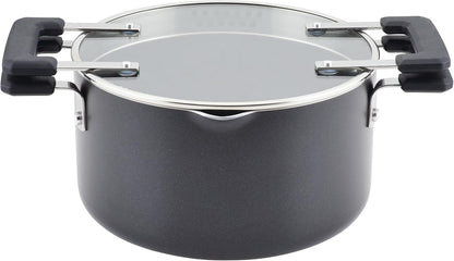 Farberware Cookstart DiamondMax Nonstick Straining Saucepan, 3-Quart, Black