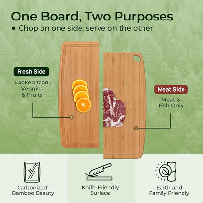 Keechee Dishwasher Safe Bamboo Cutting Boards Durable Lightweight Wood Cutting Board for Busy Kitchen, Easy Clean Wooden Chopping Boards with Juice Groove Set of 3 (L+M+S)