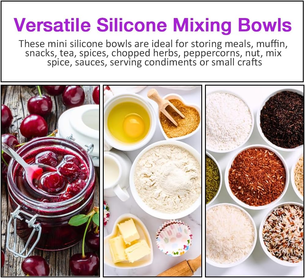 Silicone Mixing Bowl for Melting Chocolate, 6PCS (Green, Grey, White)