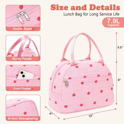 GYEUKHAM Lunch Bag Women, Lunch Box for Adult Men Kids Girls, Small Cute Lunchbox Tote Large Capacity Insulated Lunch Container Cooler for Work School Picnic Travel, Black White Stripes