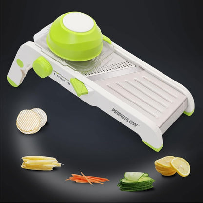 Mandoline Slicer for Kitchen — Adjustable Stainless Steel Vegetable Slicer with Safety Guard | 6 Thickness Settings | Julienne, Slice, Dice & Crinkle Cut | Compact & Foldable Food Slicer