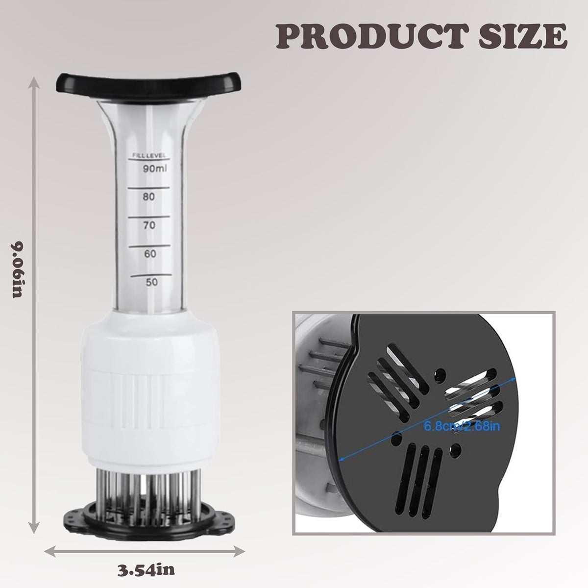 Meat Injector & Tenderizer, 90ML Marinade Injector for BBQ