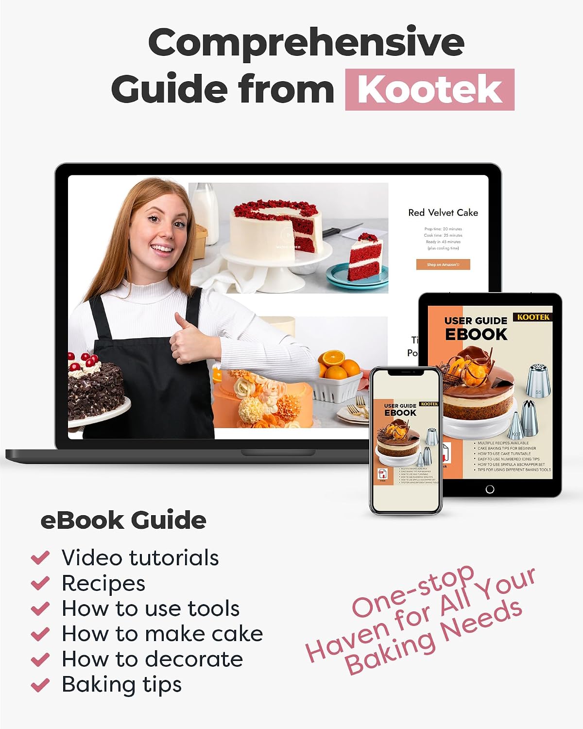 Kootek Cake Decorating Kit with Turntable Baking Supplies for Beginner Pros