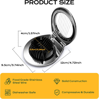 BIBURY Egg Slicer for Hard Boiled Eggs, Heavy Duty Aluminium Fruit Slicer