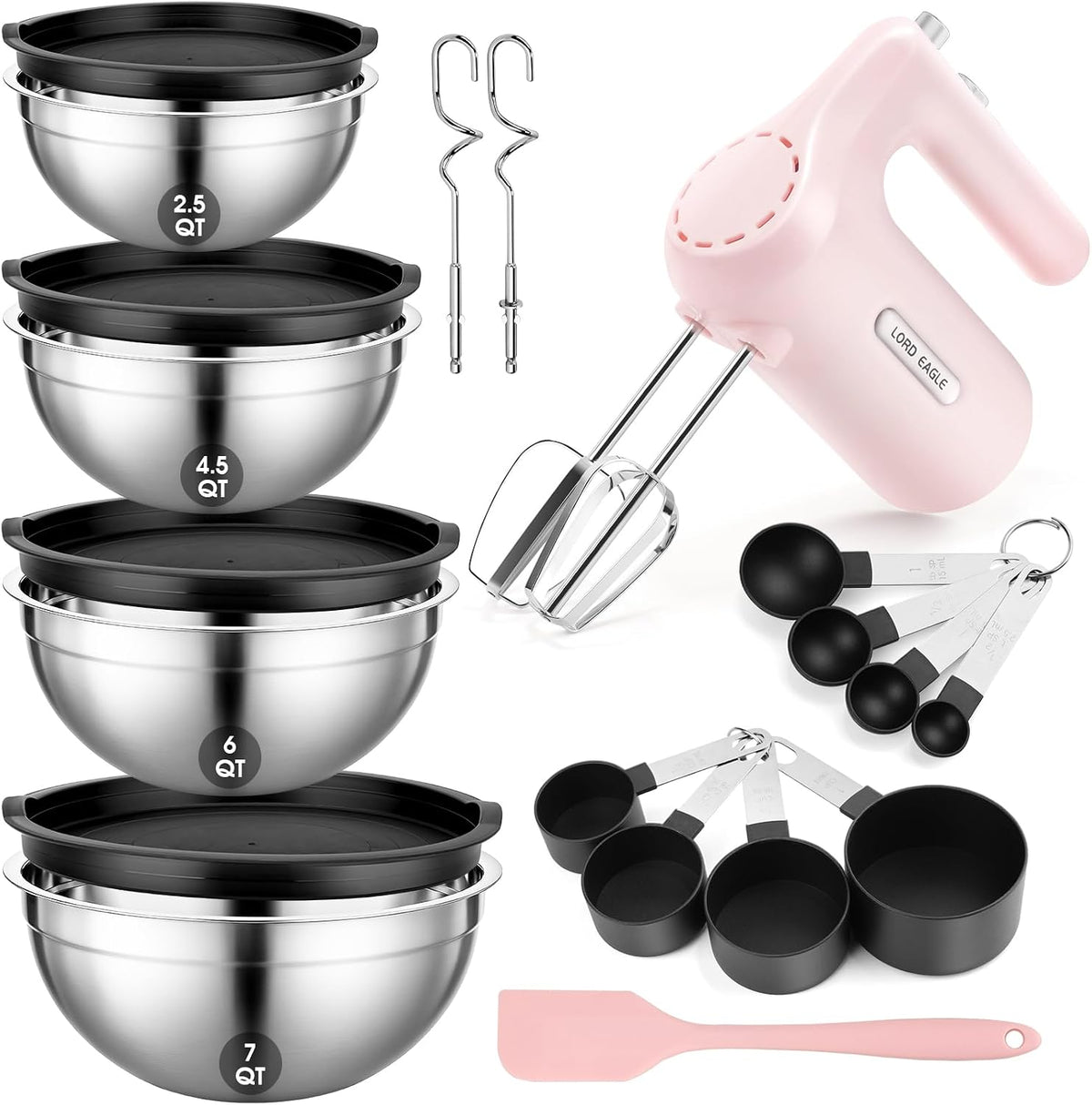 5-Speed Small Hand Mixer Electric, 300W Compact Portable, Black