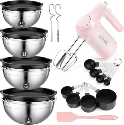 5-Speed Small Hand Mixer Electric, 300W Compact Portable, Black
