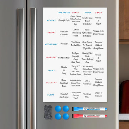 Magnetic Whiteboard for Fridge, 20" x 13" Dry Erase Board Set with Markers & Eraser, Strong Magnet & Stain-Resistant Surface, Fridge Calendar for Notes, Grocery List, Meal Planning & Family Schedule