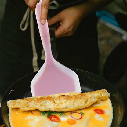 Hitefu 2 Pcs Silicone Spatula Turner, Green & Pink